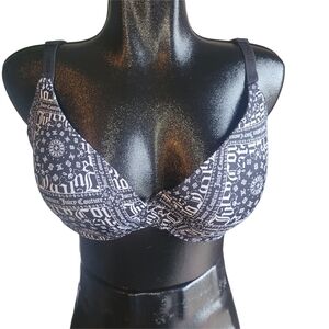 Juicy Couture Black and White Graphic Print Bra 42D